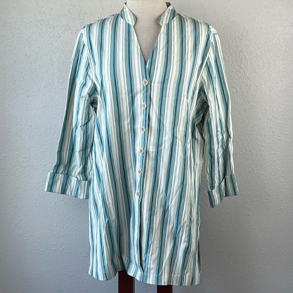 EUC Vintage Norm Thompson Womens Stripped Button Down Top Size XL